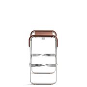 Contemporary Classic Bar Stool in Aged Silver Metal and Dark Brown Leather
