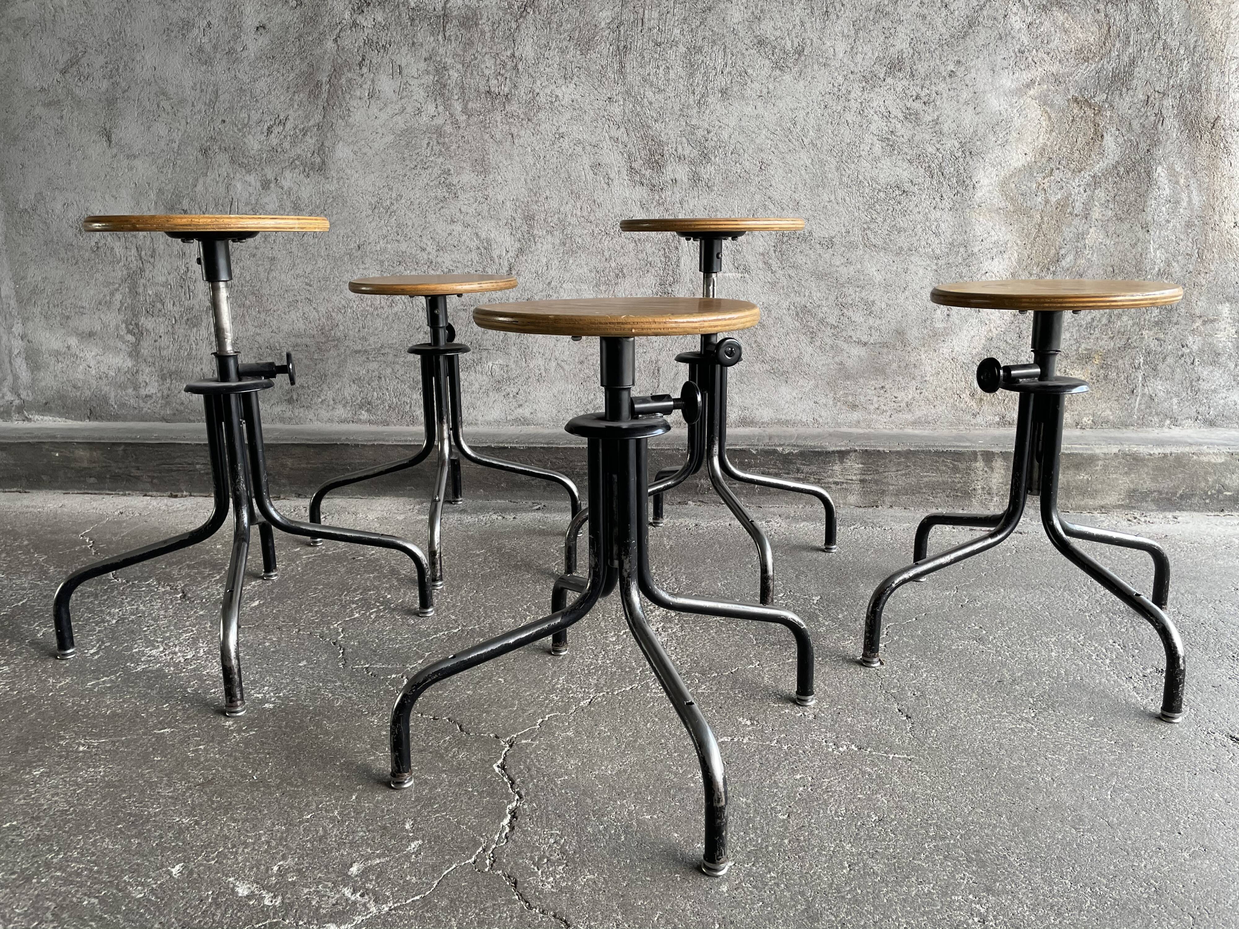 Set of 5 flambo adjustable industrial stools
