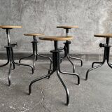 Set of 5 flambo adjustable industrial stools