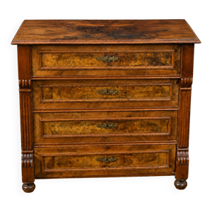 Commode ancienne 4 tiroirs - ronce noyer