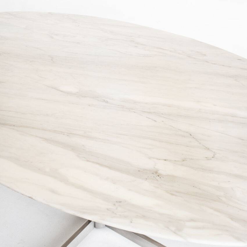 Dining table Roche Bobois. Metal and white marble. France, 1960s