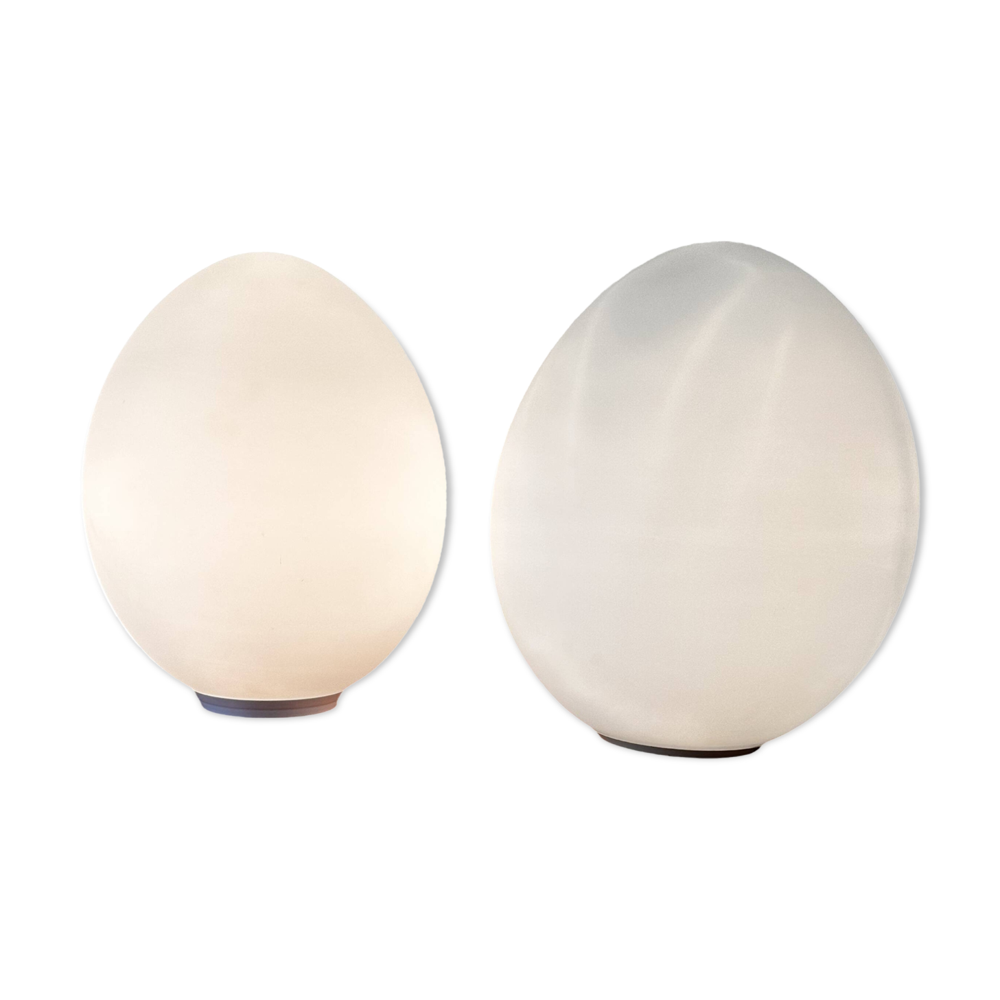 Two opal glass egg lamps
