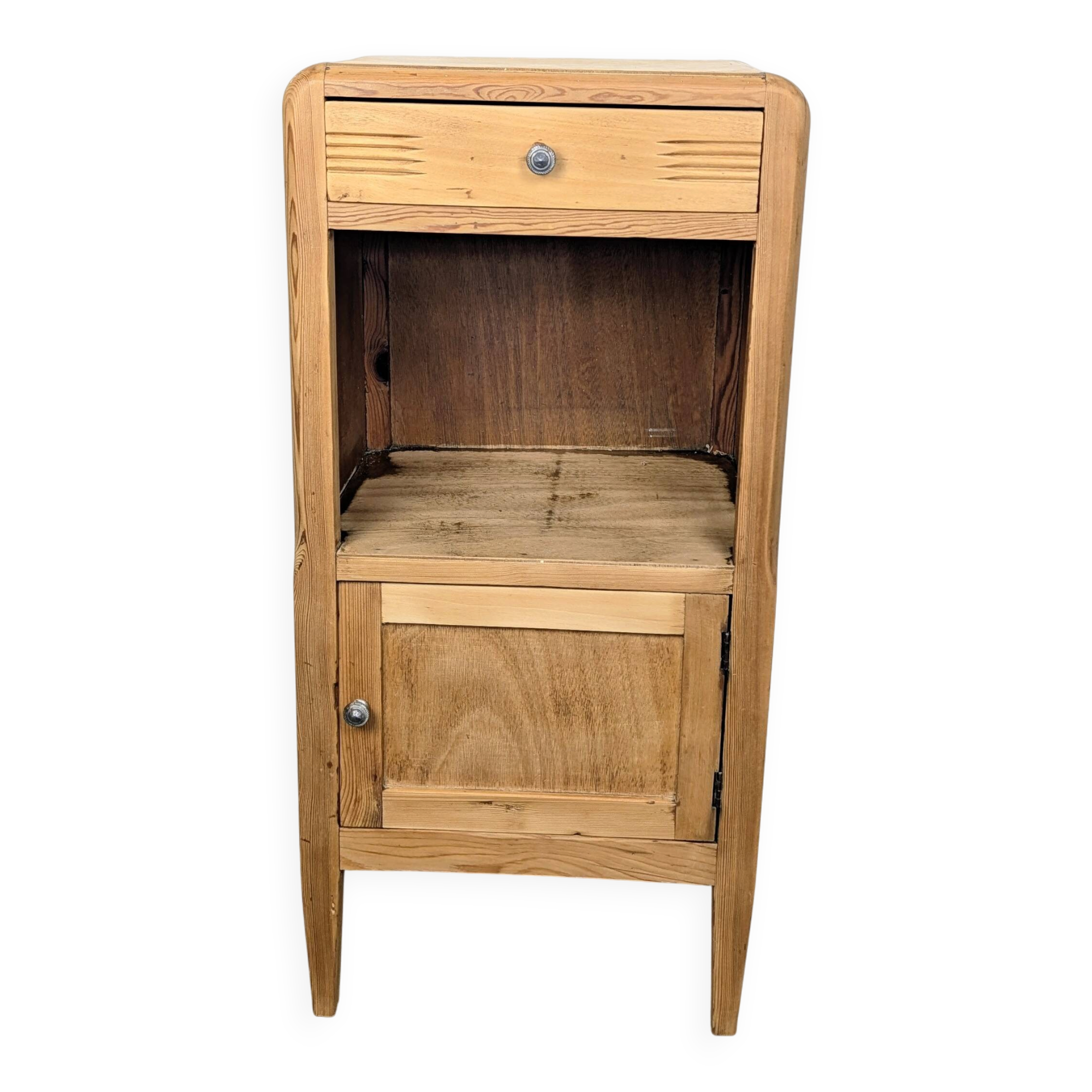 Art Deco bedside table in pine