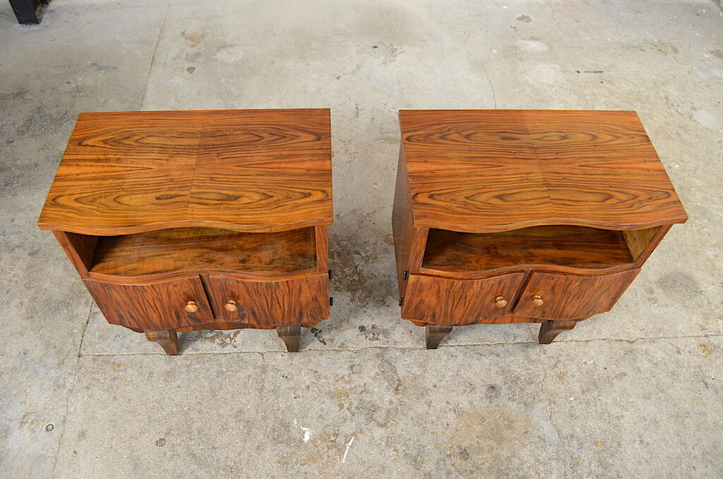 Art Deco bedsides walnut 1930 / 1940