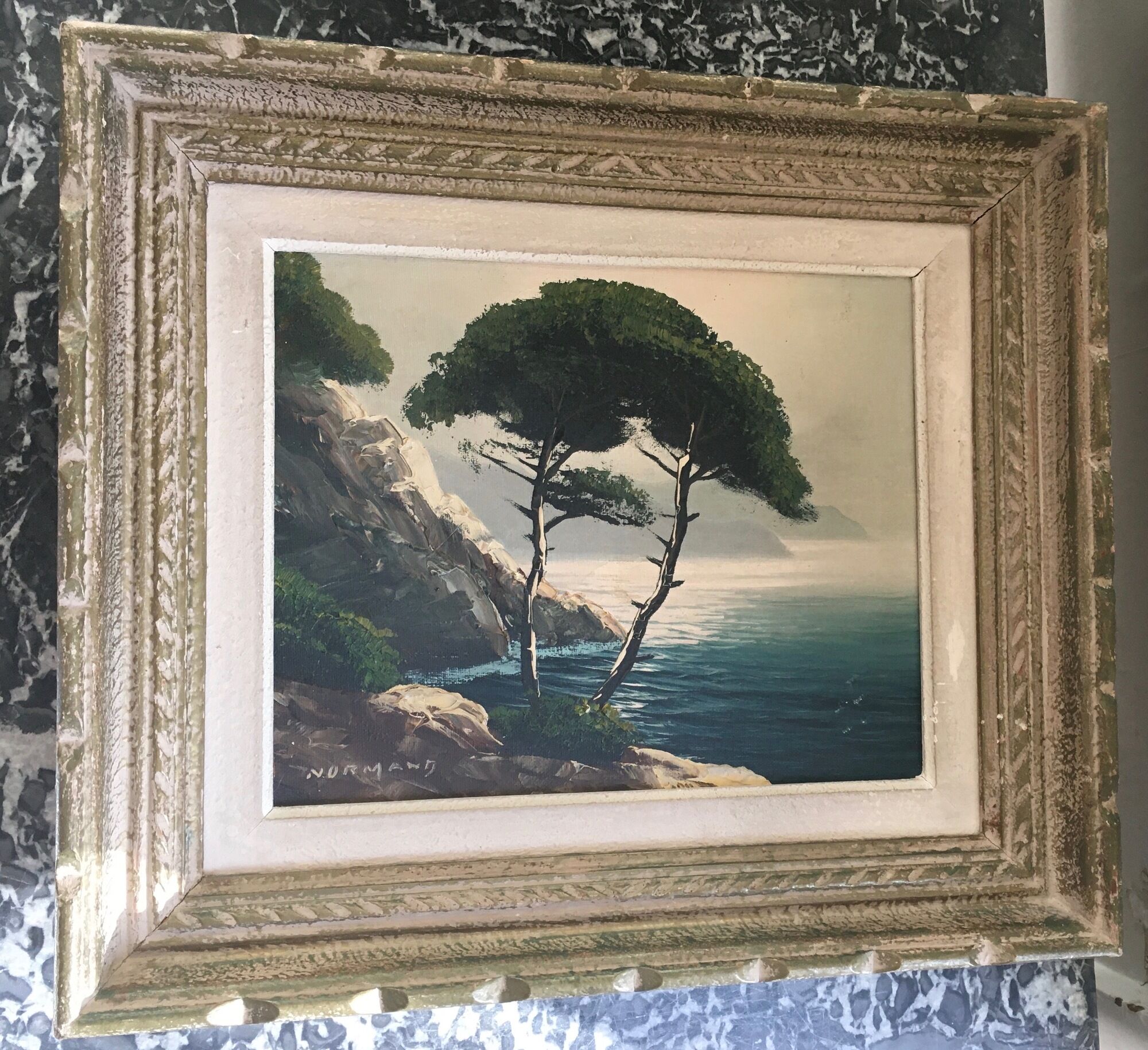 Oil on canvas raymond normand landscape "côte d'azur" 39x34 cm