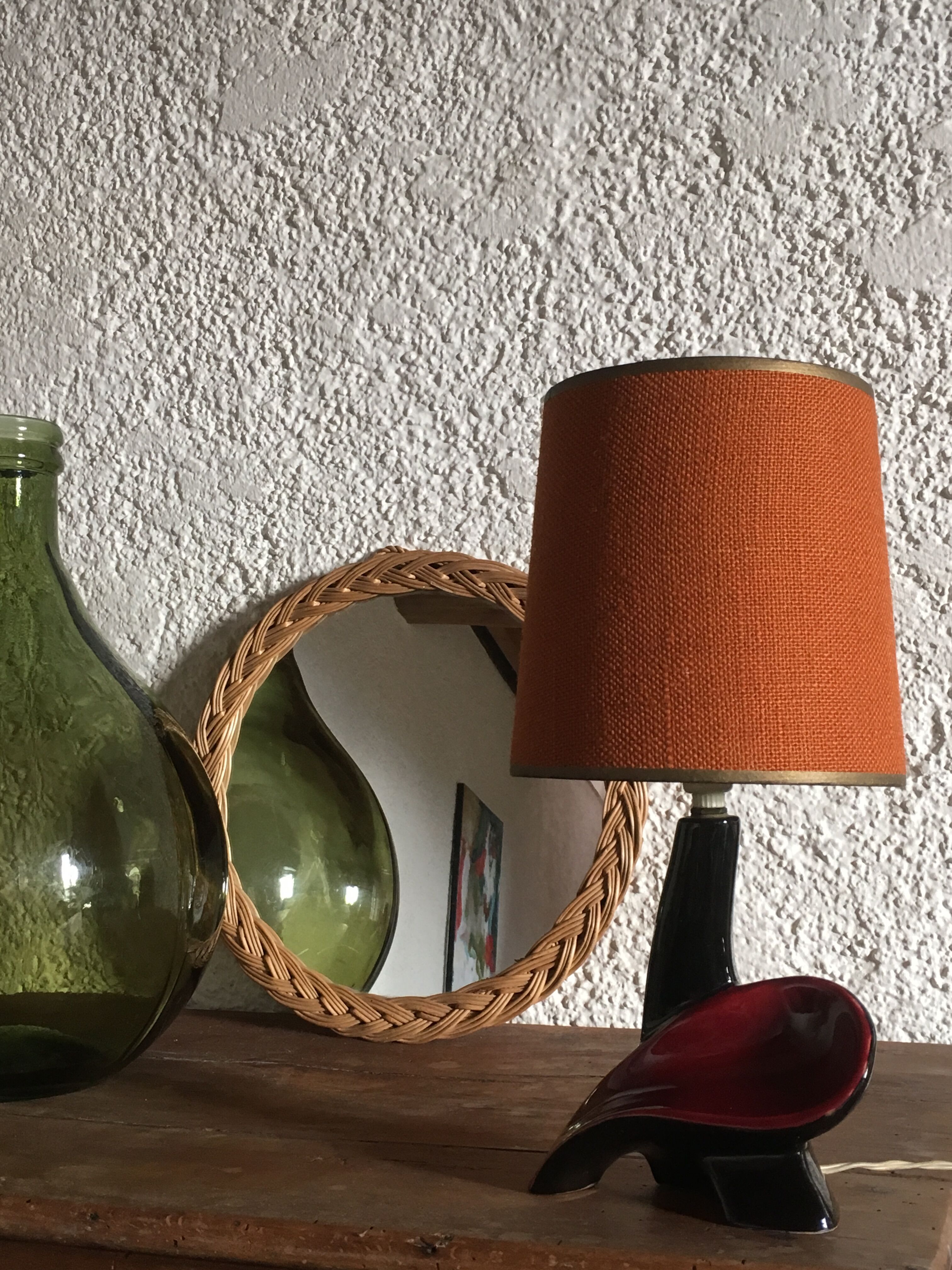 Vintage braided rattan 35 cm mirror