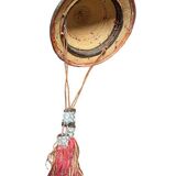 Wicker and leather hat