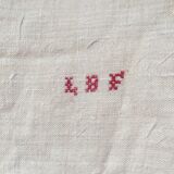 Mestizo trousseau sheet (linen/cotton) ecru monogram red