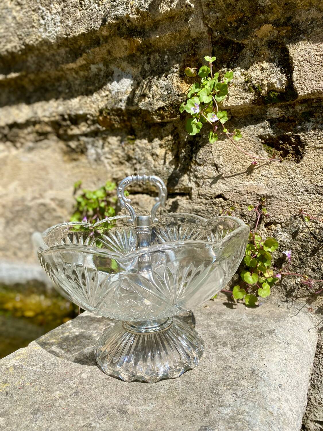 Vintage chiseled glass cup