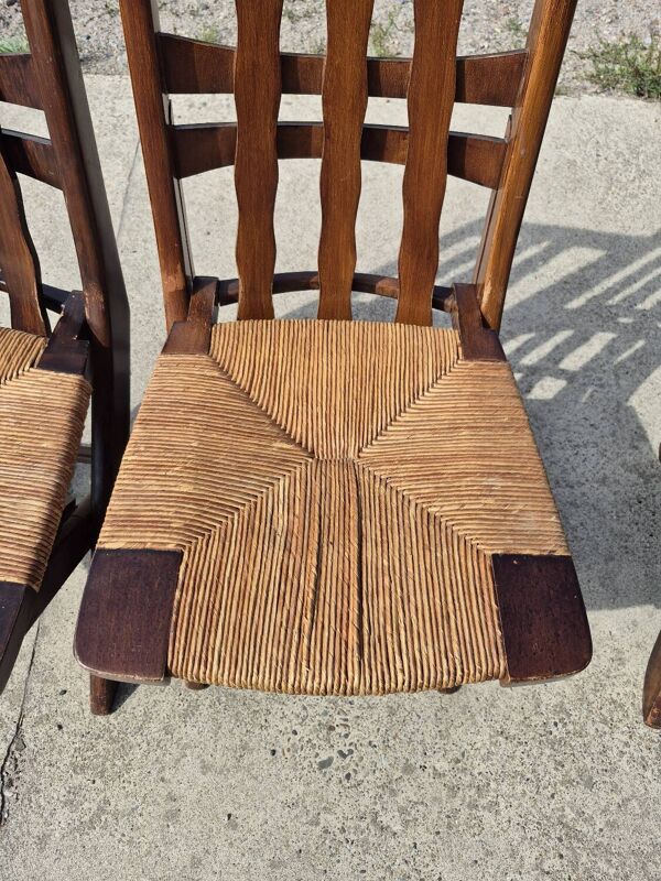 Set 4 transats vintage Triconfort France réglables 1960