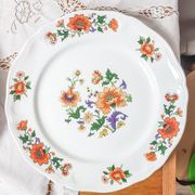 Set of 3 vintage earthenware flat plates "Moulins des Loups" Orchies model from the 1960s