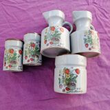 Set oil vinegar salt pepper mustard in ceramic