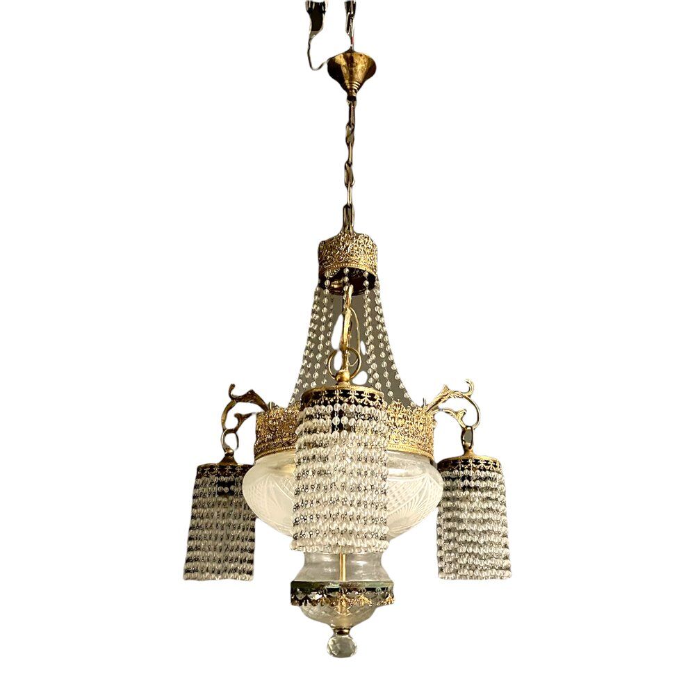 Antique italian liberty chandelier lamp, 1930s