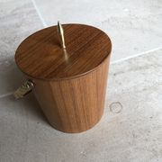 Scandinavian ice bucket in teck wood plating 1950