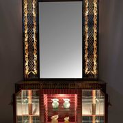 Luigi Brusotti Mid-Century Modern Italian Bar Cabinet with Decorated Mirror