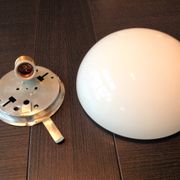 Half moon ceiling lamp in vintage white opaline 60/70s