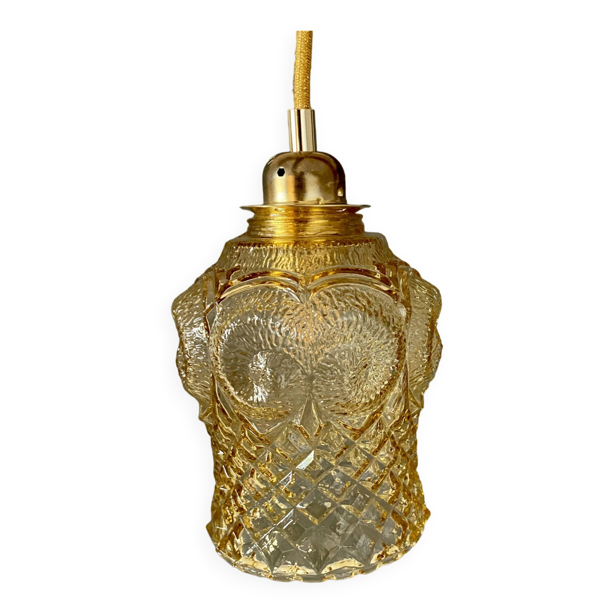 Bladeuse tulipe vintage en verre ambré