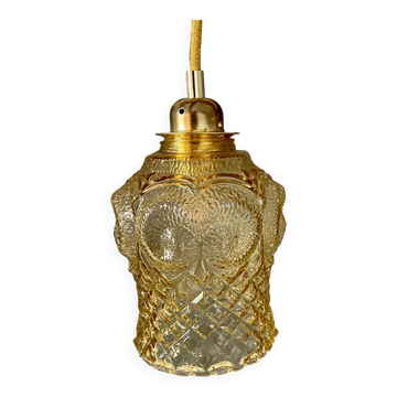 Bladeuse tulipe vintage en verre ambré