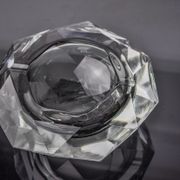 Ashtray Sommerso grey by seguso, faceted glass, murano, italy, 1970