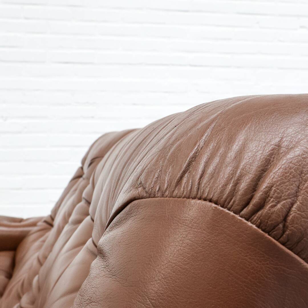 Tufted leather borkum two-seater sofa by johan bertil for ikea 1970s