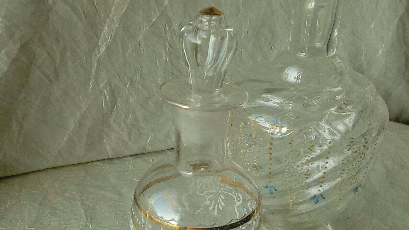 Enameled glass carafes bottles for perfume late 19th century