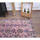 Vintage Turkish Oushak Handmade Cotton Pink Wool Area Rug 120x206