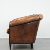 Comfortable vintage sheepskin 2.5-seater club sofa