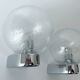 Vintage 70s wall lamps, chrome and bubble glass