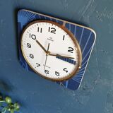 Horloge vintage pendule murale silencieuse "Romatic bleu doré"