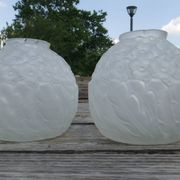 Vase boule art déco paire décor fleurs et feuilles