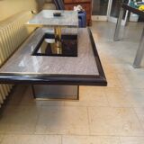 Transformable coffee table in marble and brass – fedam – italian design