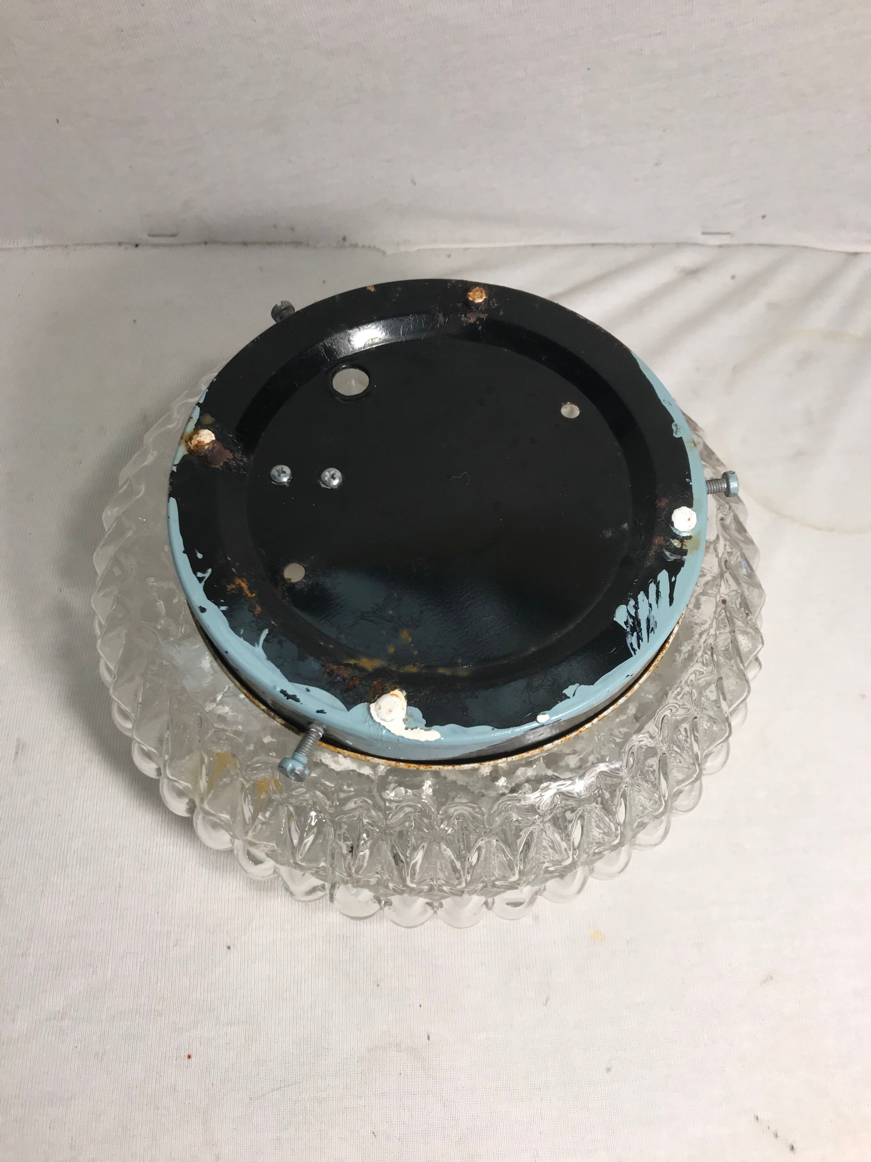 Wall ceiling round glass shape flowers & support vintage metal