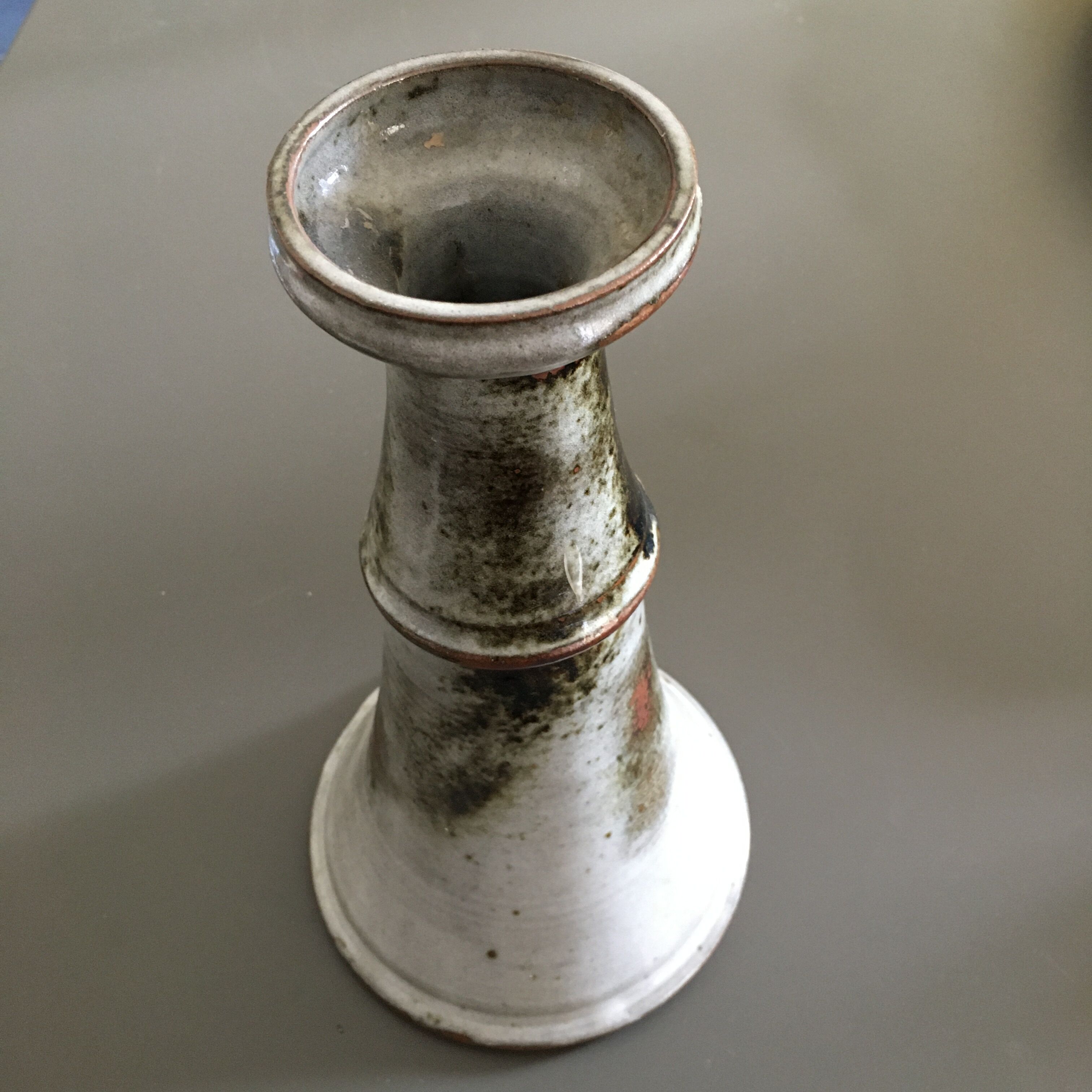 Flamed stoneware candlestick