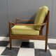 Yellow fabric and wood relax chair 1960s
