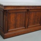 Antique French Pitch Pine & Marble Shop Counter Cabinet / Kitchen Island, 1