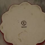 Pair of red Swedish candle holders designed by Gustavsberg