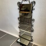 Vintage entrance mirror wrought iron with tablet  38x105cm