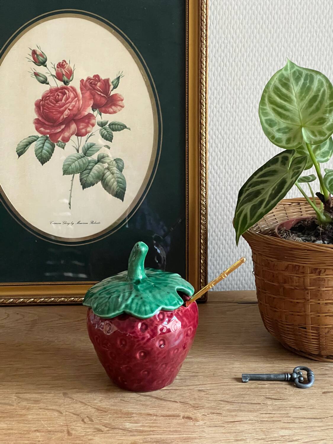 Strawberry slip jam jar