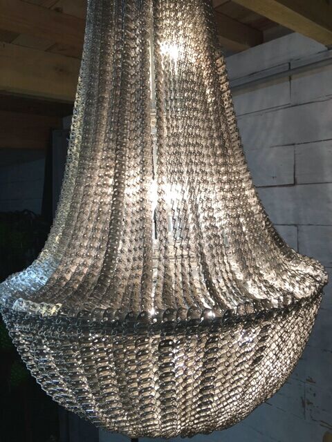 Lustre design cotte de maille 8 lampes