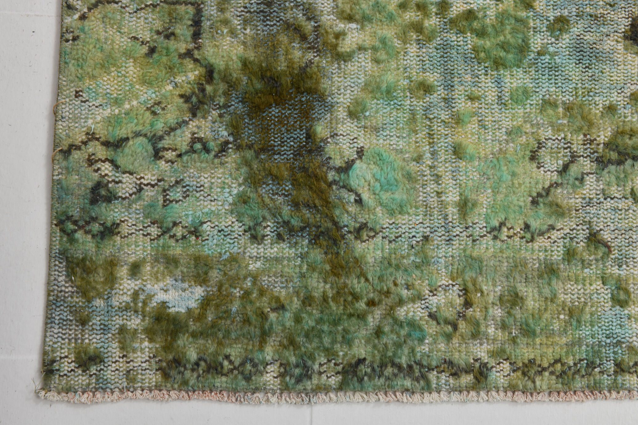 3x10 green tones turkish runner rug, 91x299cm