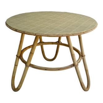 Rattan tripod pedestal table, 1960