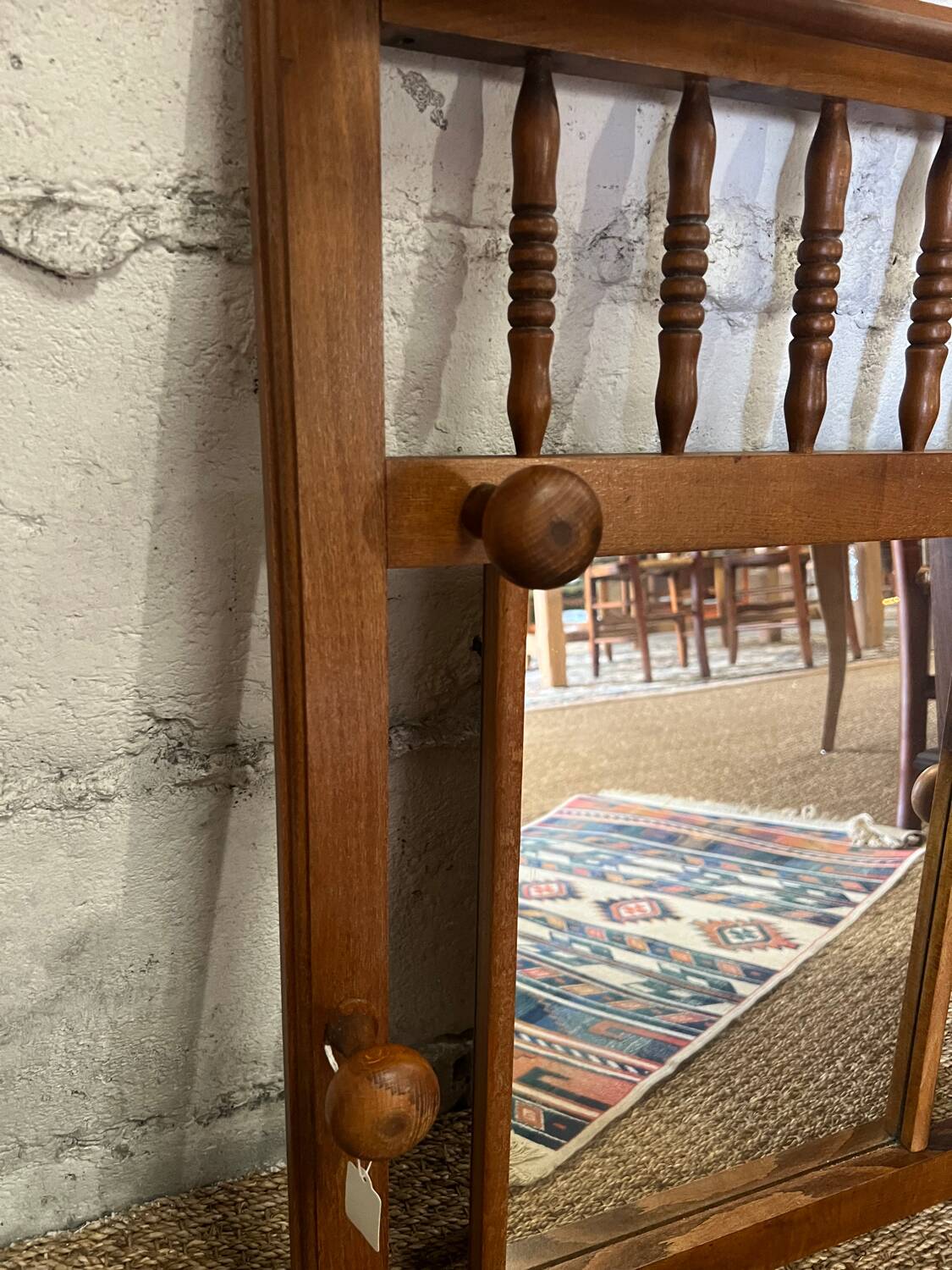Wooden coat rack with mirror