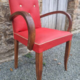 Red vintage bridge armchair, 40s
