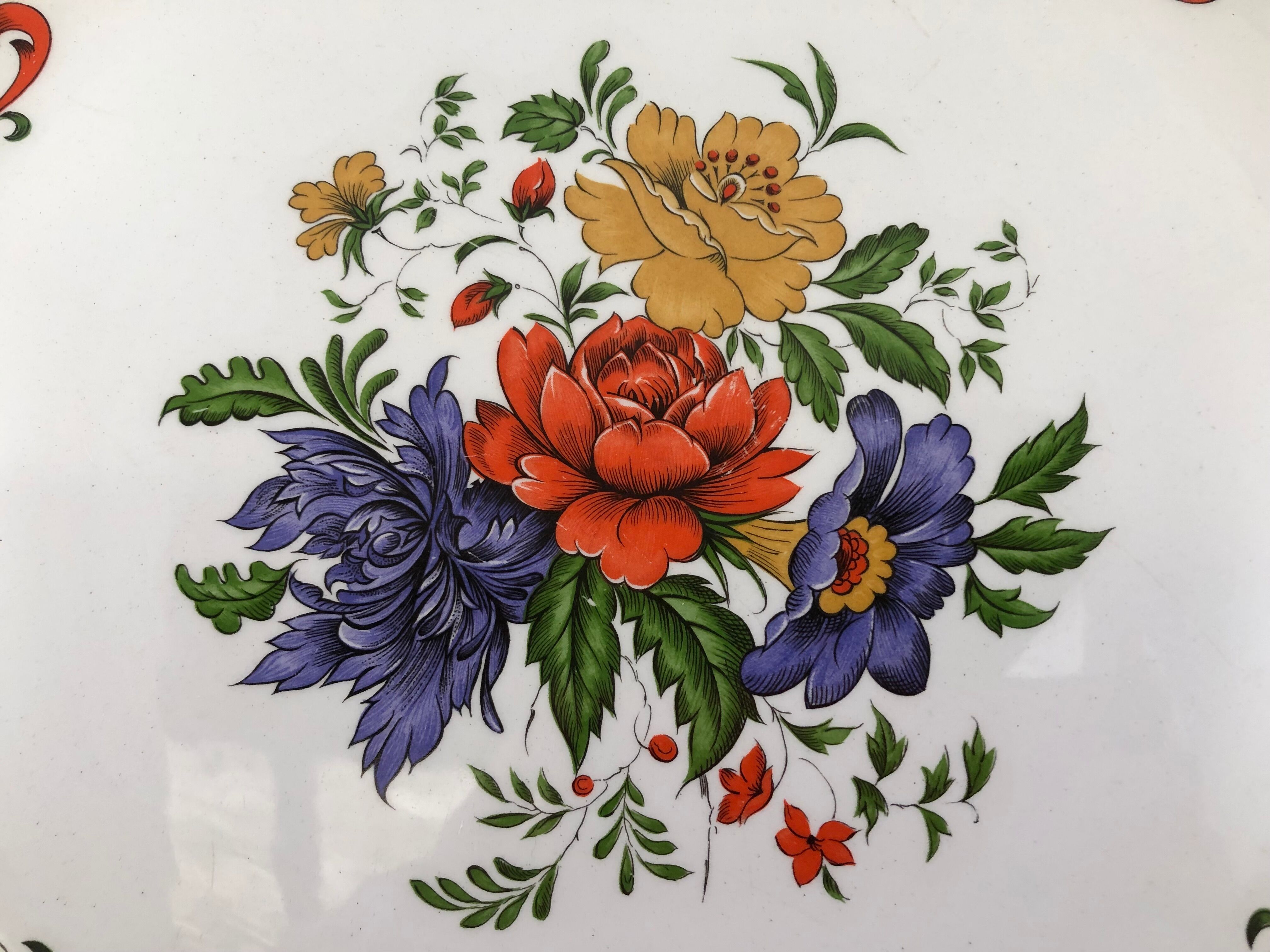 Round dish cake pie vintage flower Moulin des Loups model Derby