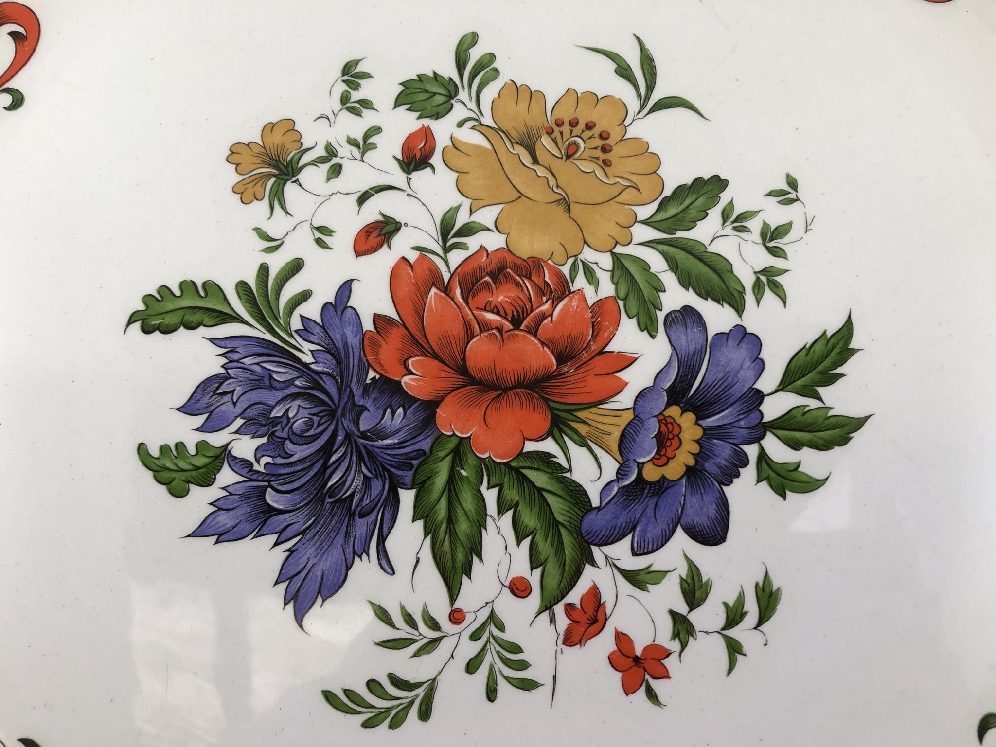 Plat rond gateau tarte fleur vintage Moulin des Loups model Derby
