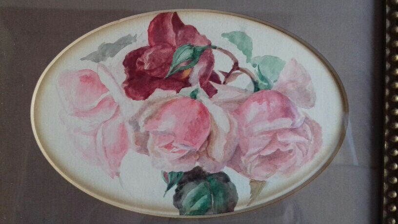 Ancient painting, watercolor "rosa the rose"