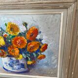 Tableau ancien avec bouquet de fleurs