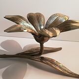 70s brass flower ashtray