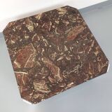Vintage square coffee table in marble and chrome metal from the 70s