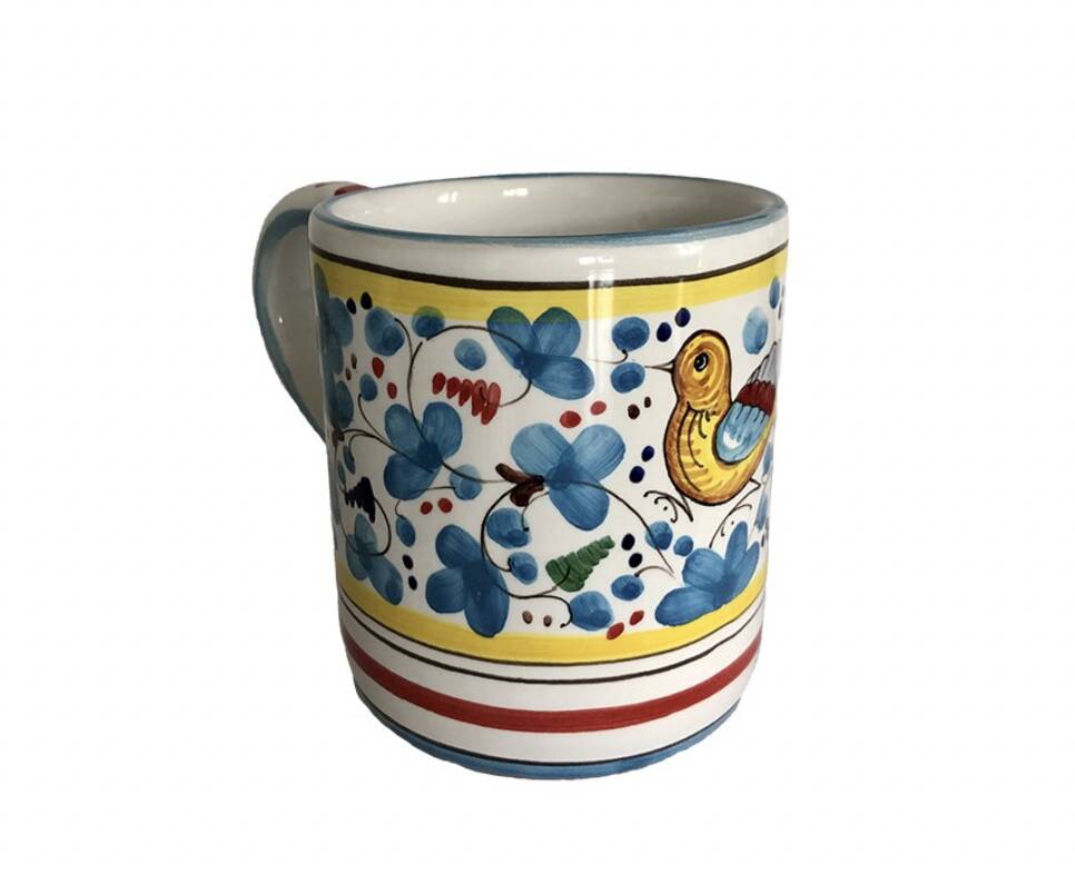 Blue flower bird mug